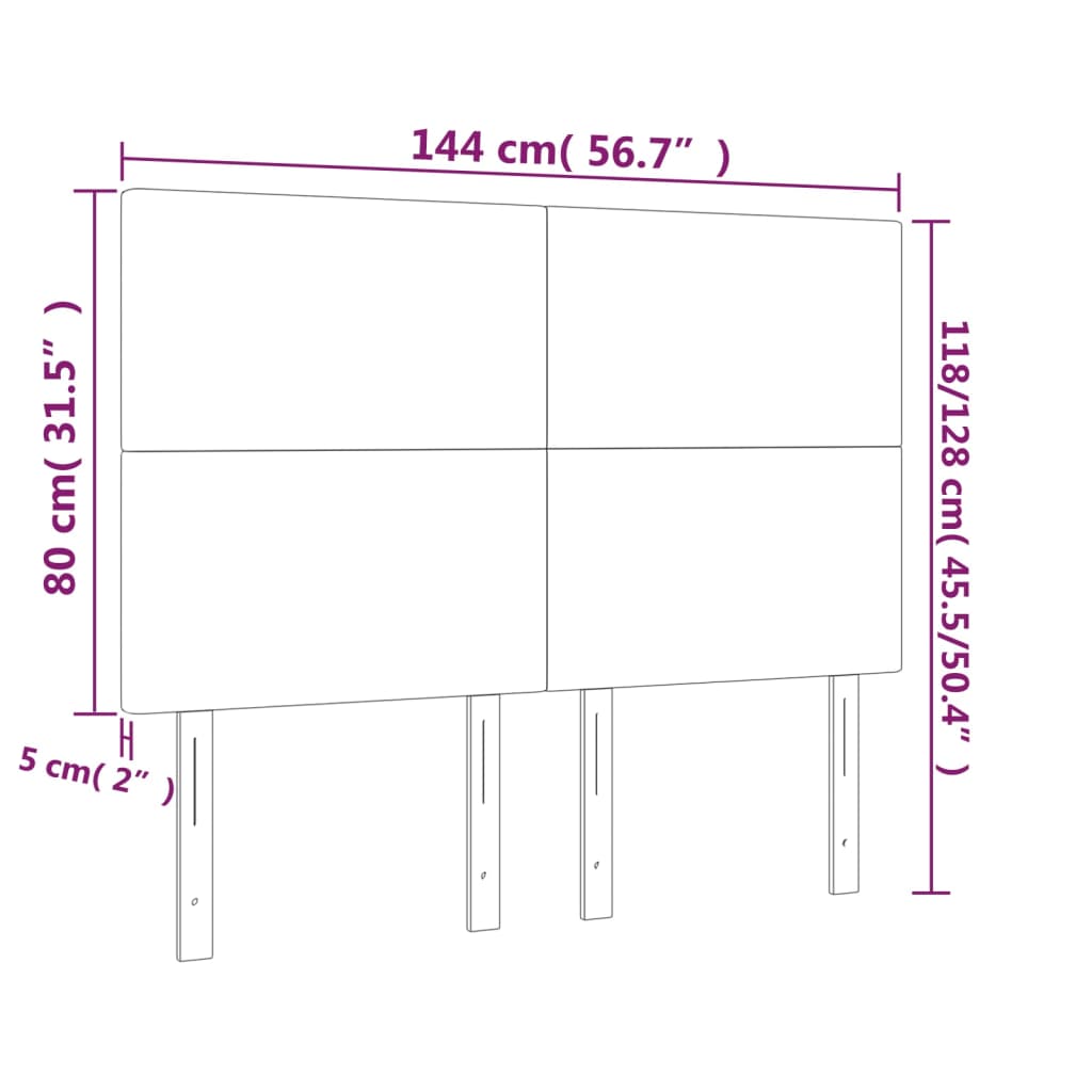 Kopfteile 4 Stk. Grau 72x5x78/88 cm Kunstleder