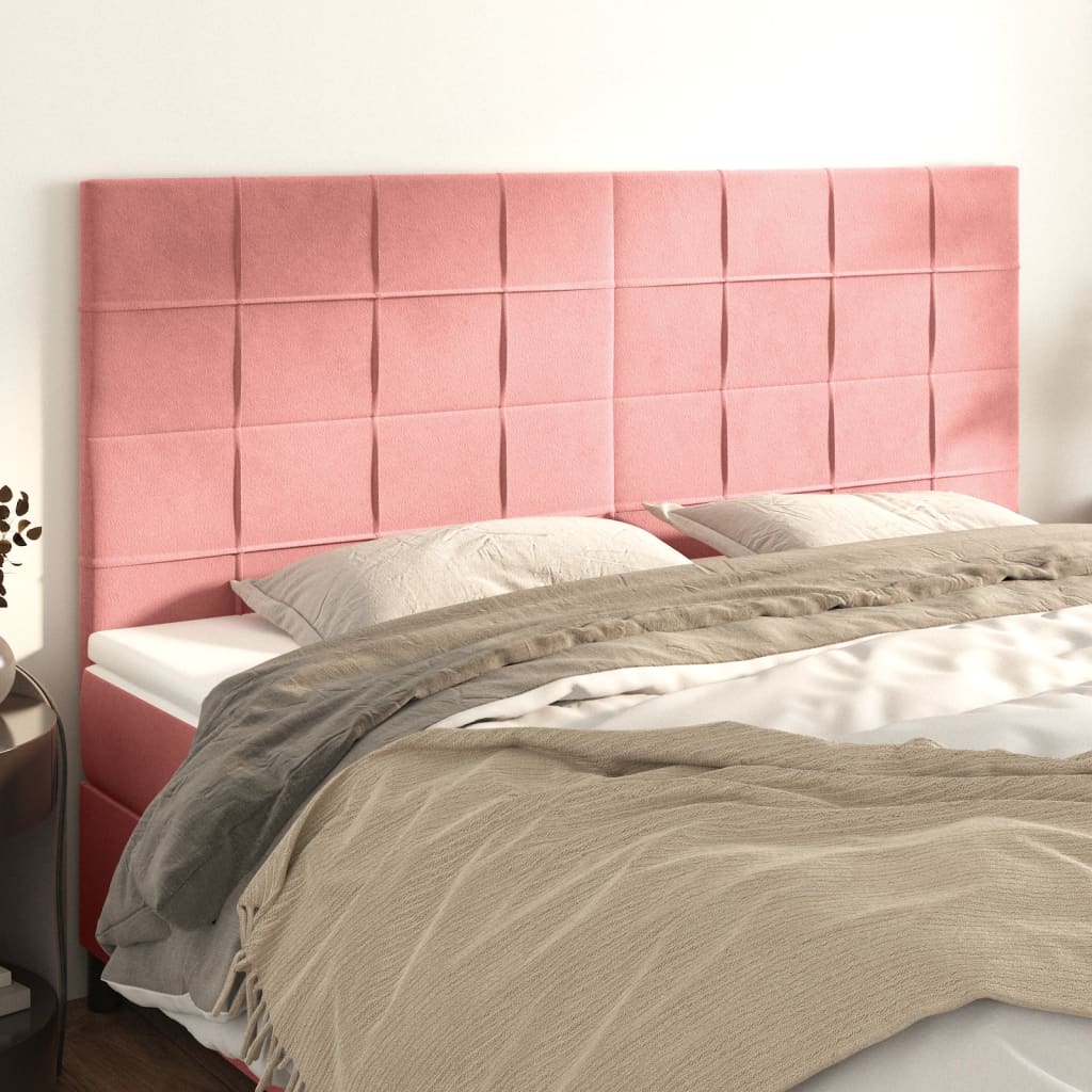 Kopfteile 4 Stk. Rosa 90x5x78/88 cm Samt