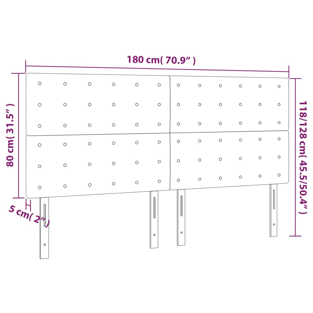 Kopfteile 4 Stk. Dunkelgrün 90x5x78/88 cm Samt