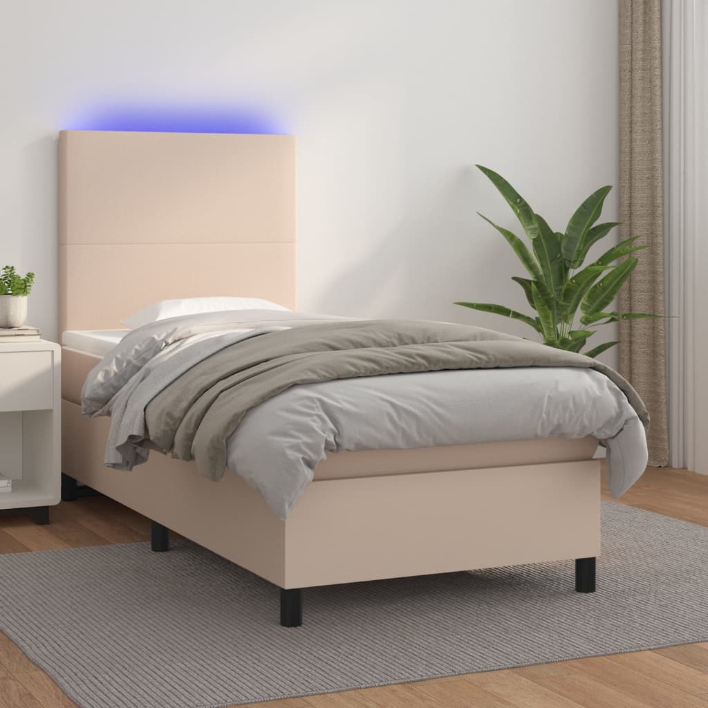 Boxspringbett mit Matratze & LED Cappuccino-Braun 100x200cm