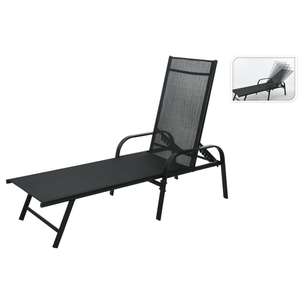 ProGarden Sonnenliege Klappbar 195x60x45 cm Schwarz