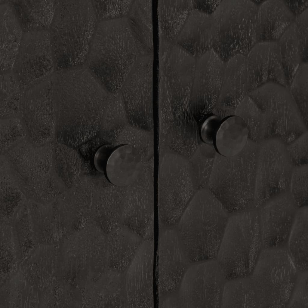 Beistellschrank Schwarz 60x33x75 cm Massivholz Mango