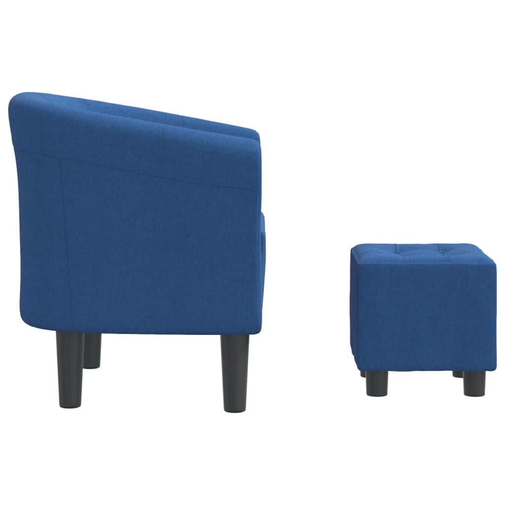 Clubsessel mit Fußhocker Blau Stoff