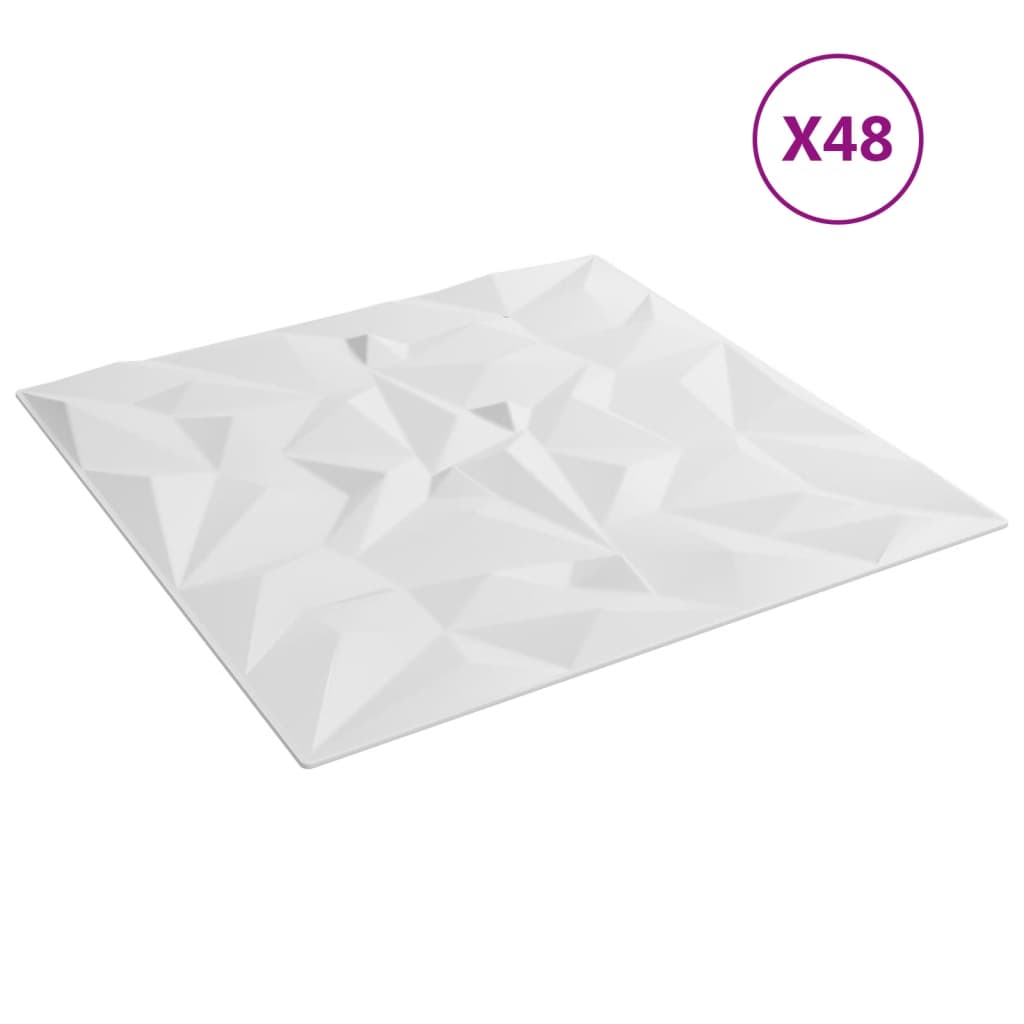 Wandpaneele 48 Stk. Weiß 50x50 cm XPS 12 m² Amethyst