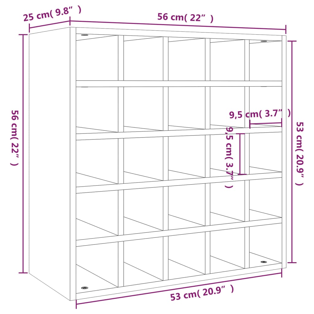 Weinregal Honigbraun 56x25x56 cm Massivholz Kiefer