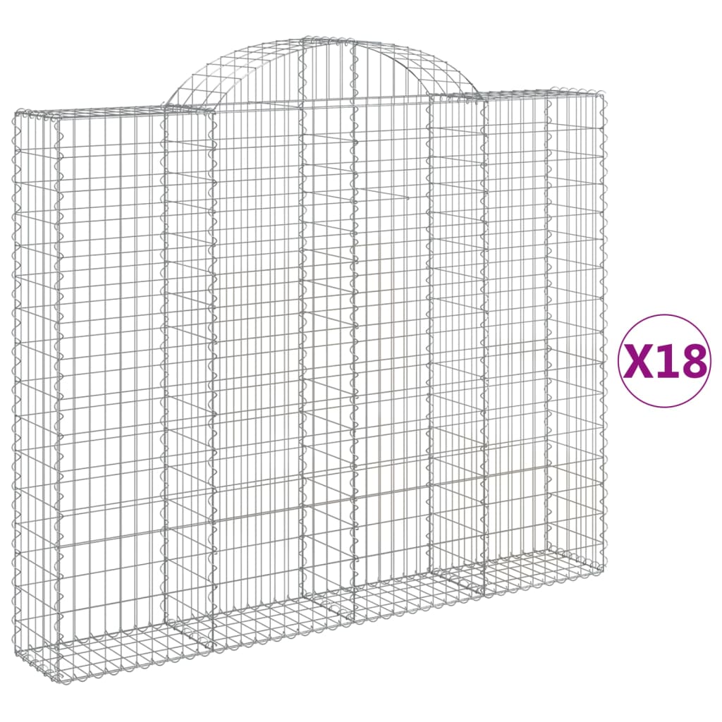 Gabionen mit Hochbogen 18 Stk 200x30x160/180cm Verzinktes Eisen