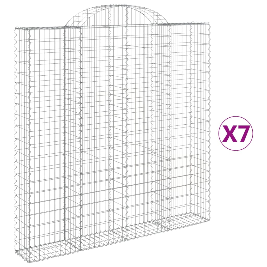 Gabionen mit Hochbogen 7 Stk. 200x30x200/220cm Verzinktes Eisen