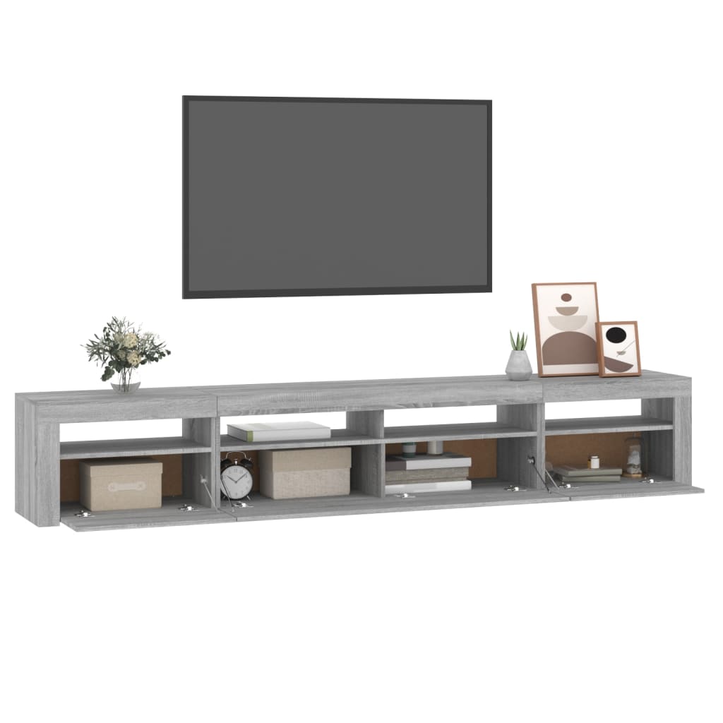 TV-Schrank mit LED-Leuchten Grau Sonoma 240x35x40 cm