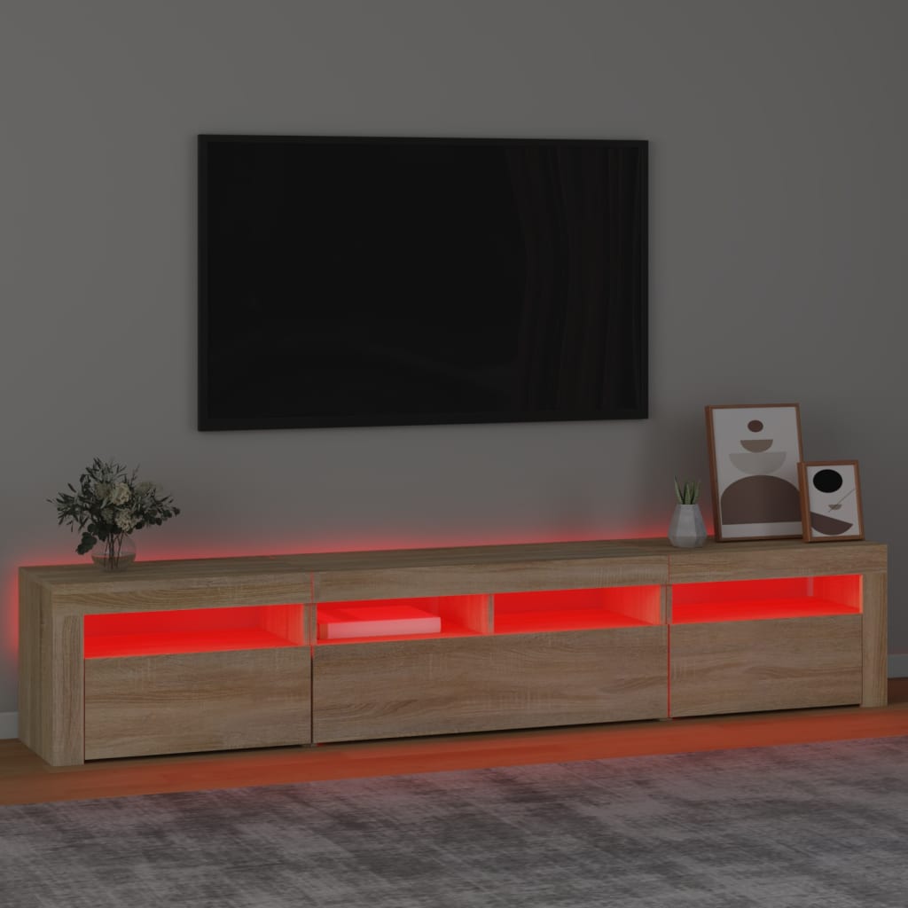 TV-Schrank mit LED-Leuchten Sonoma-Eiche 210x35x40 cm