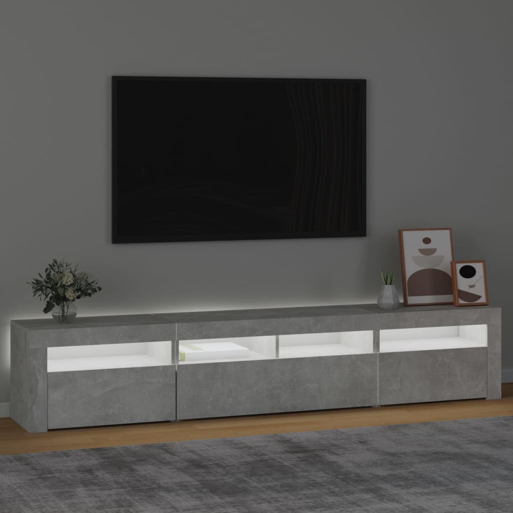 TV-Schrank mit LED-Leuchten Betongrau 210x35x40 cm