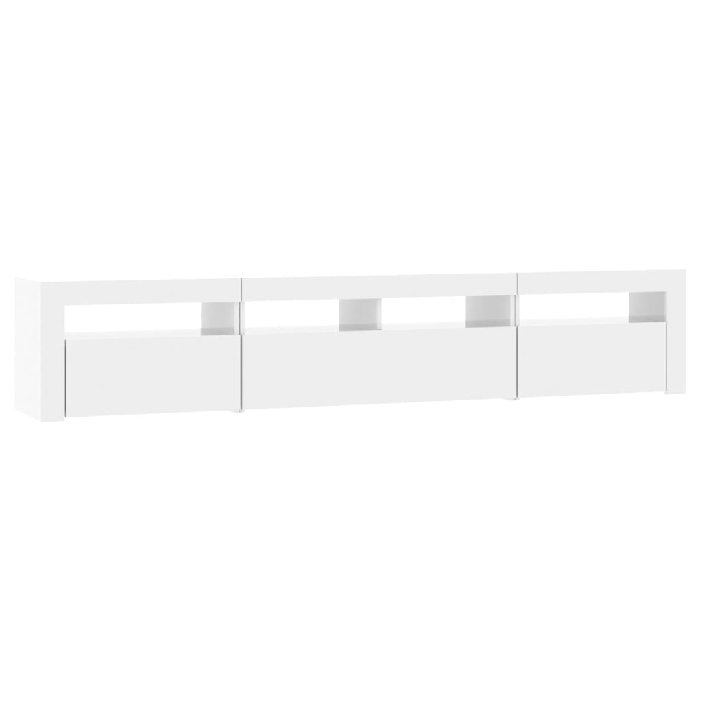 TV-Schrank mit LED-Leuchten Hochglanz-Weiß 210x35x40 cm