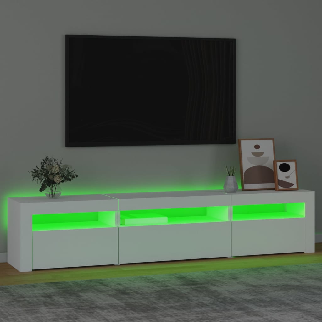 TV-Schrank mit LED-Leuchten Weiß 195x35x40 cm