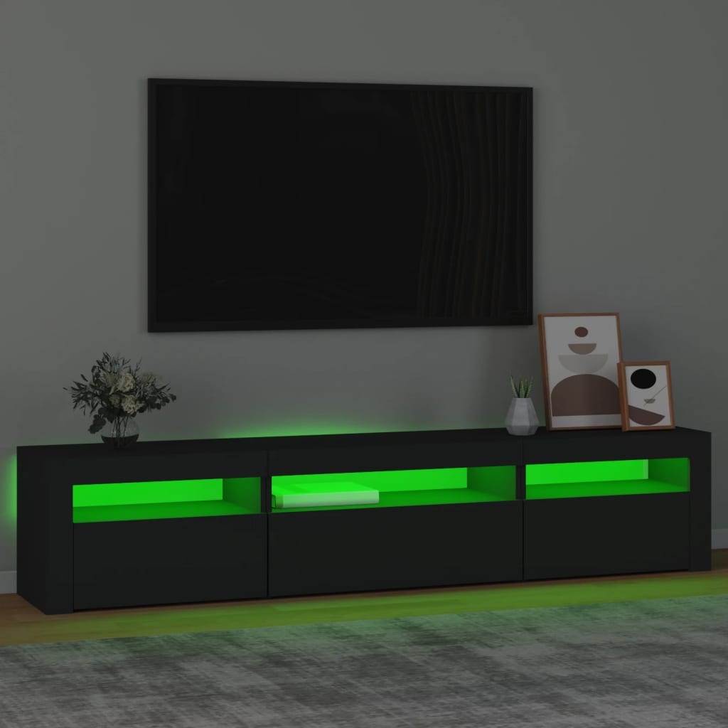 TV-Schrank mit LED-Leuchten Schwarz 195x35x40 cm