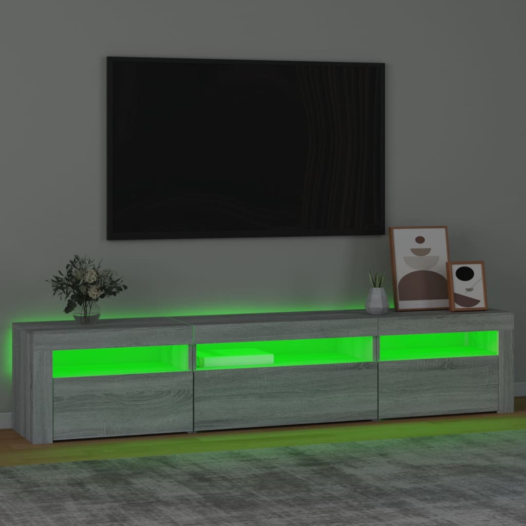 TV-Schrank mit LED-Leuchten Grau Sonoma 195x35x40 cm