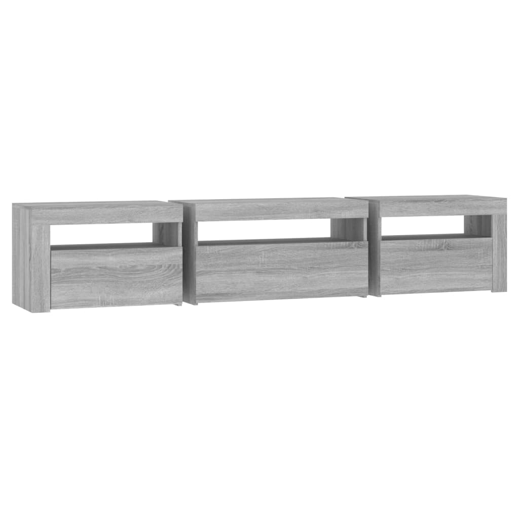 TV-Schrank mit LED-Leuchten Grau Sonoma 195x35x40 cm