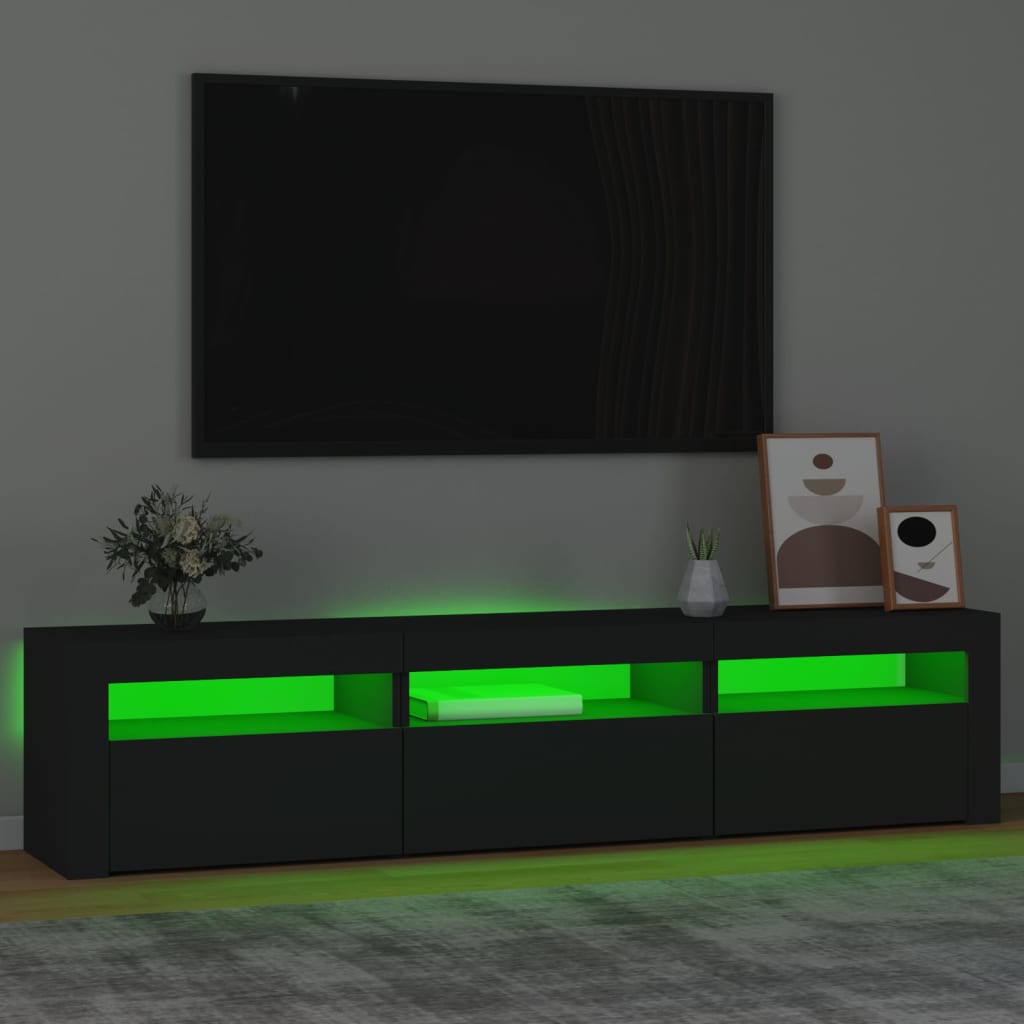 TV-Schrank mit LED-Leuchten Schwarz 180x35x40 cm