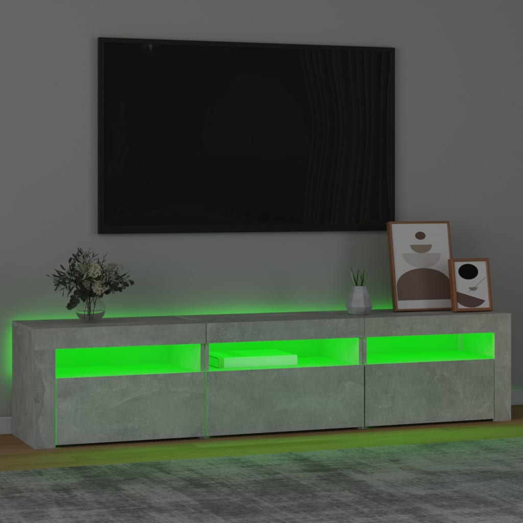 TV-Schrank mit LED-Leuchten Betongrau 180x35x40 cm