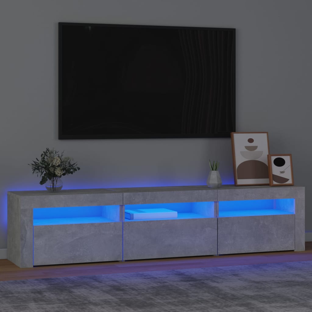 TV-Schrank mit LED-Leuchten Betongrau 180x35x40 cm
