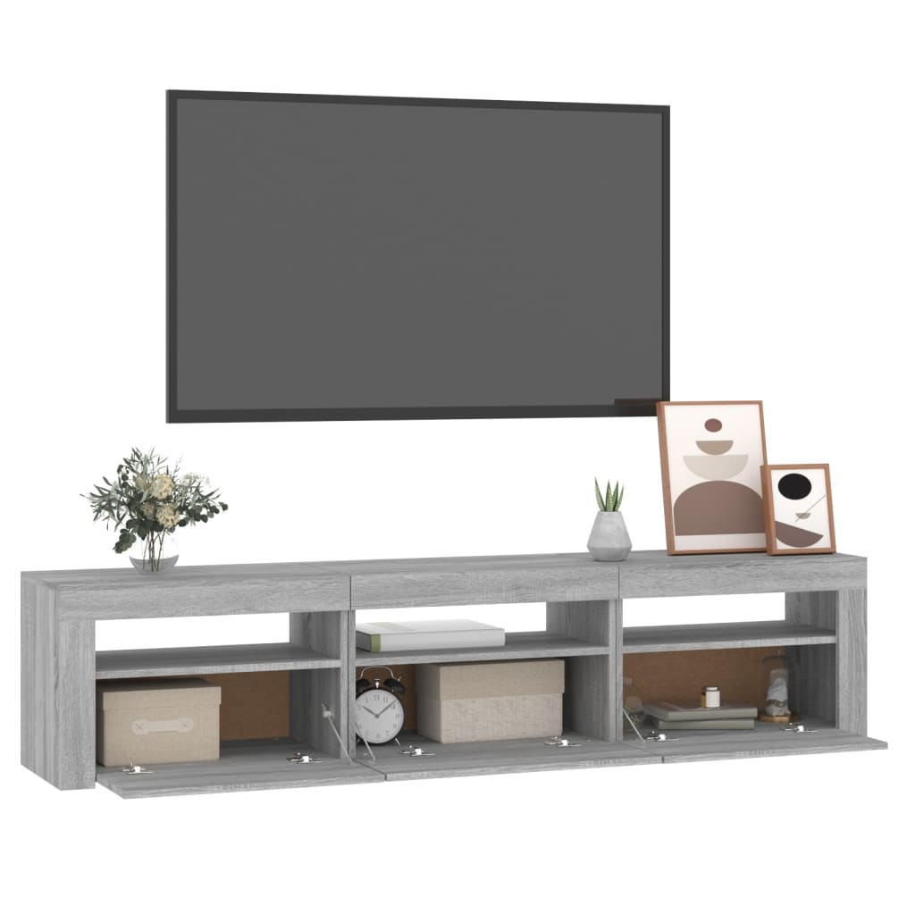 TV-Schrank mit LED-Leuchten Grau Sonoma 180x35x40 cm