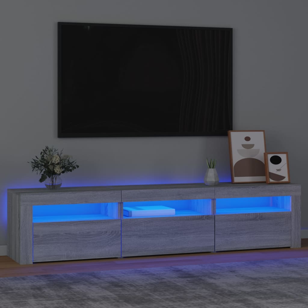 TV-Schrank mit LED-Leuchten Grau Sonoma 180x35x40 cm