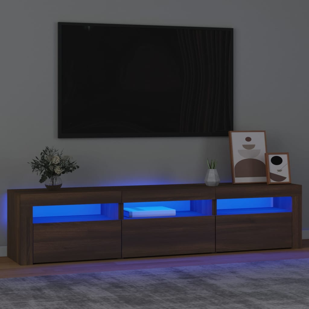 TV-Schrank mit LED-Leuchten Braun Eichen-Optik 180x35x40 cm
