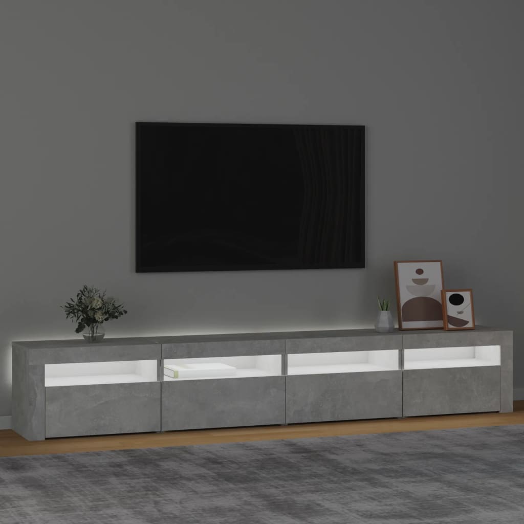 TV-Schrank mit LED-Leuchten Betongrau 240x35x40 cm