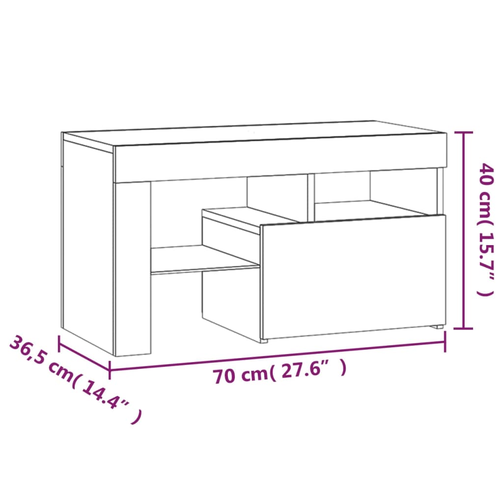 Nachttische 2 Stk. mit LED-Leuchten Sonoma-Eiche 70x36,5x40 cm