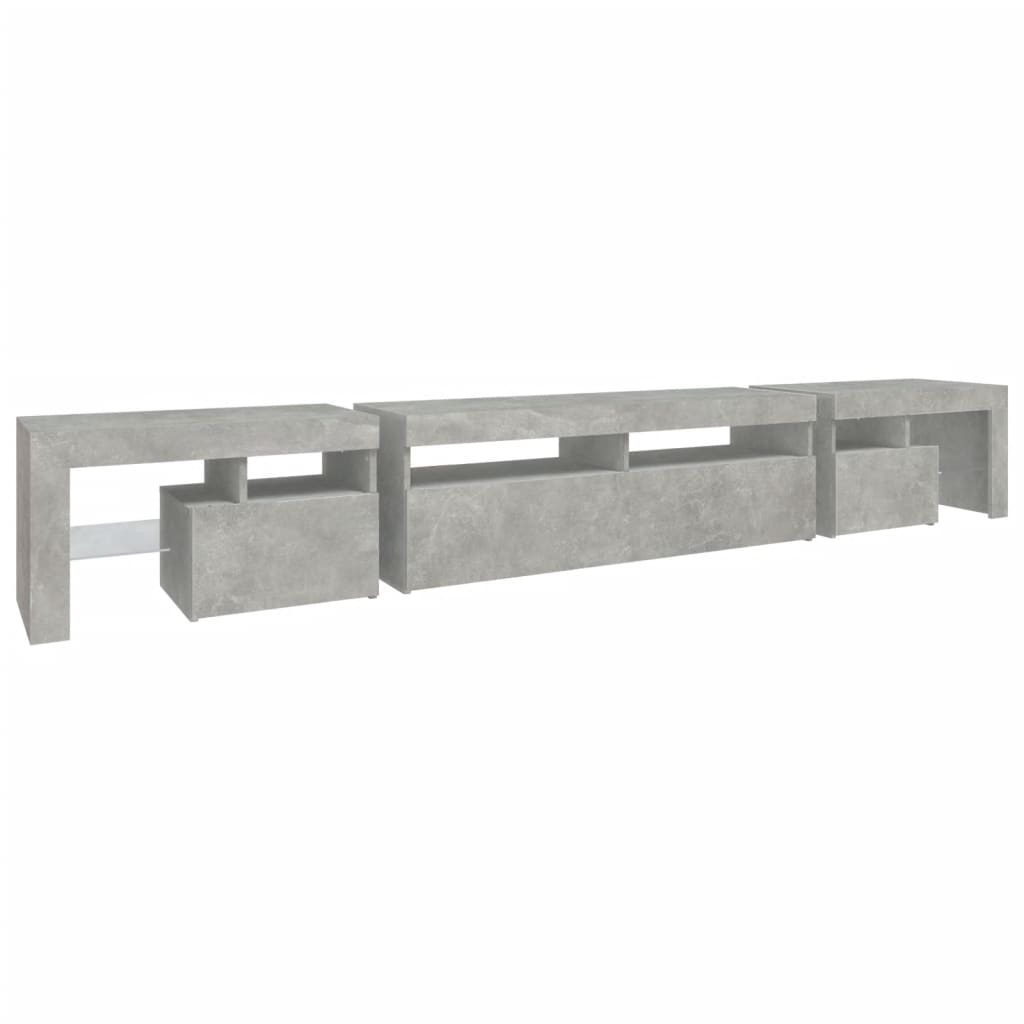 TV-Schrank mit LED-Leuchten Betongrau 260x36,5x40 cm