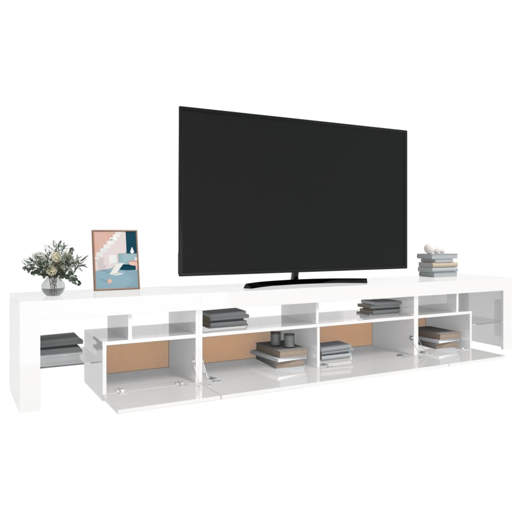 TV-Schrank mit LED-Leuchten Hochglanz-Weiß 260x36,5x40 cm