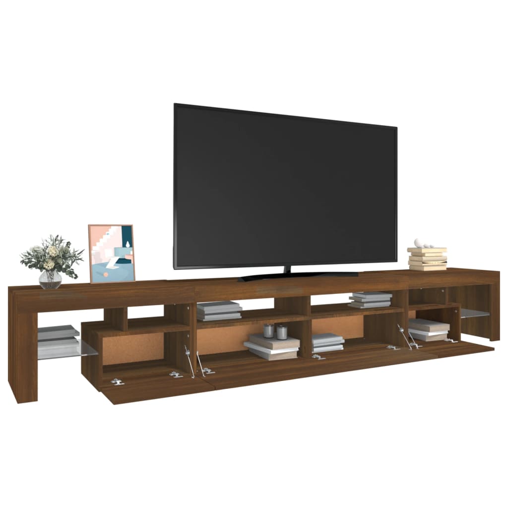 TV-Schrank mit LED-Leuchten Braun Eichen-Optik 260x36,5x40 cm