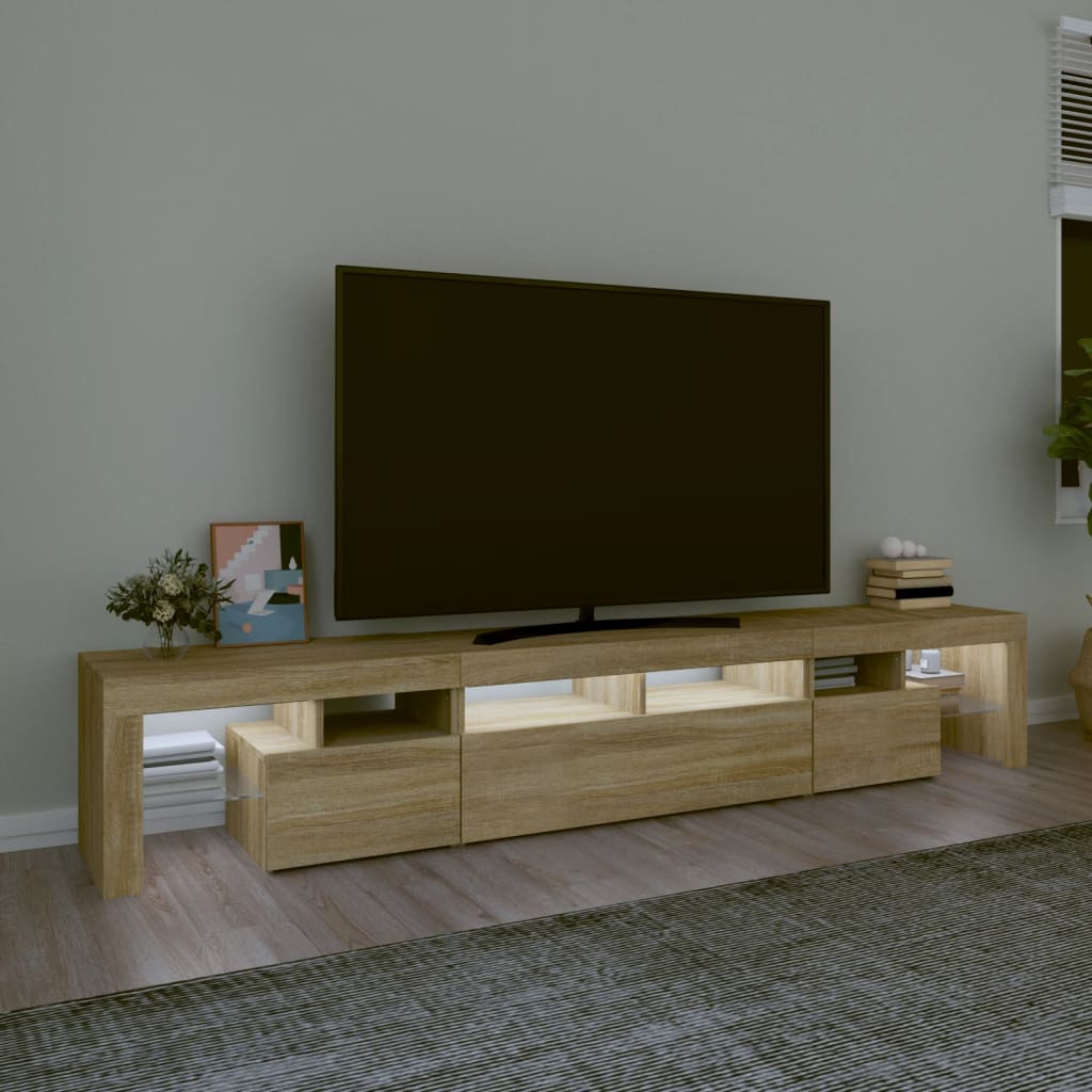 TV-Schrank mit LED-Leuchten Sonoma-Eiche 230x36,5x40 cm