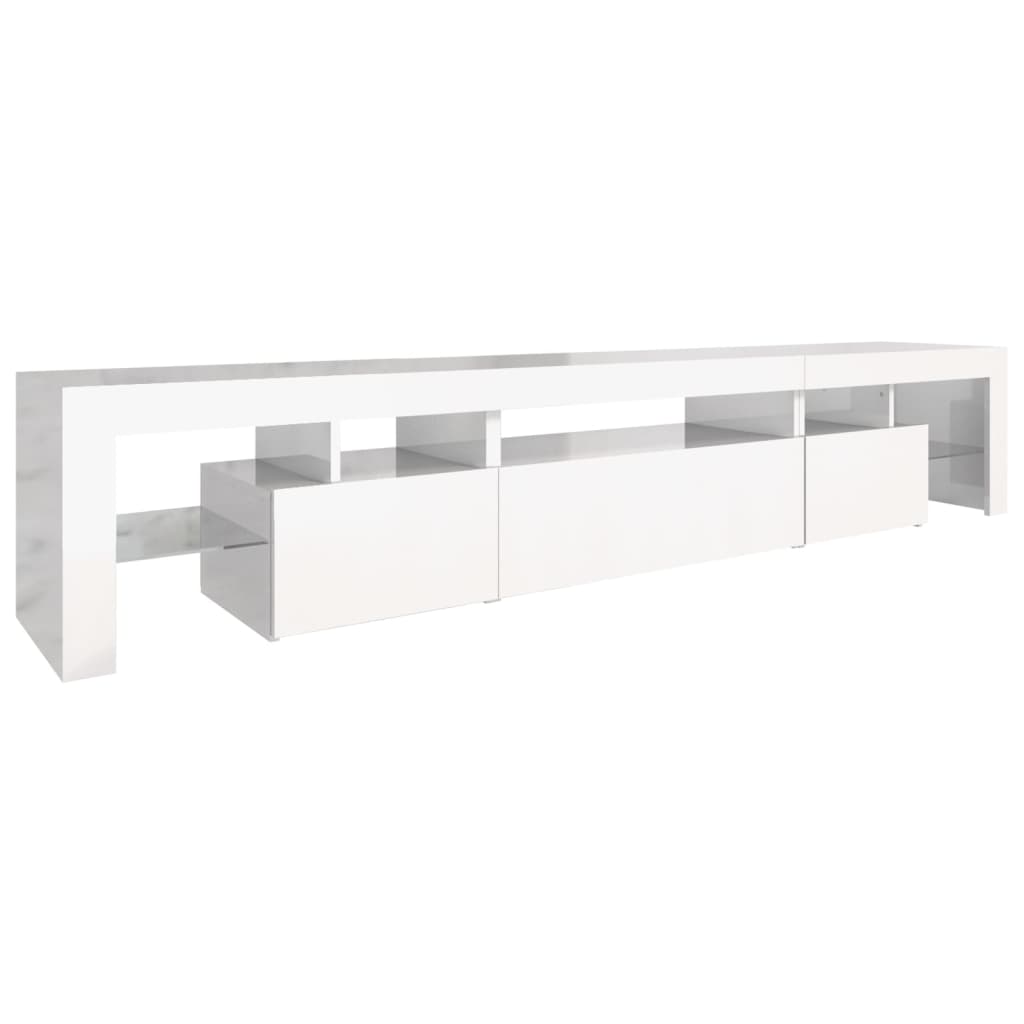 TV-Schrank mit LED-Leuchten Hochglanz-Weiß 215x36,5x40 cm