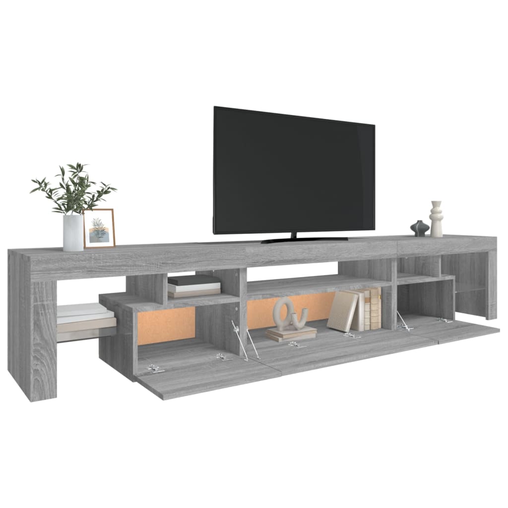 TV-Schrank mit LED-Leuchten Grau Sonoma 215x36,5x40 cm