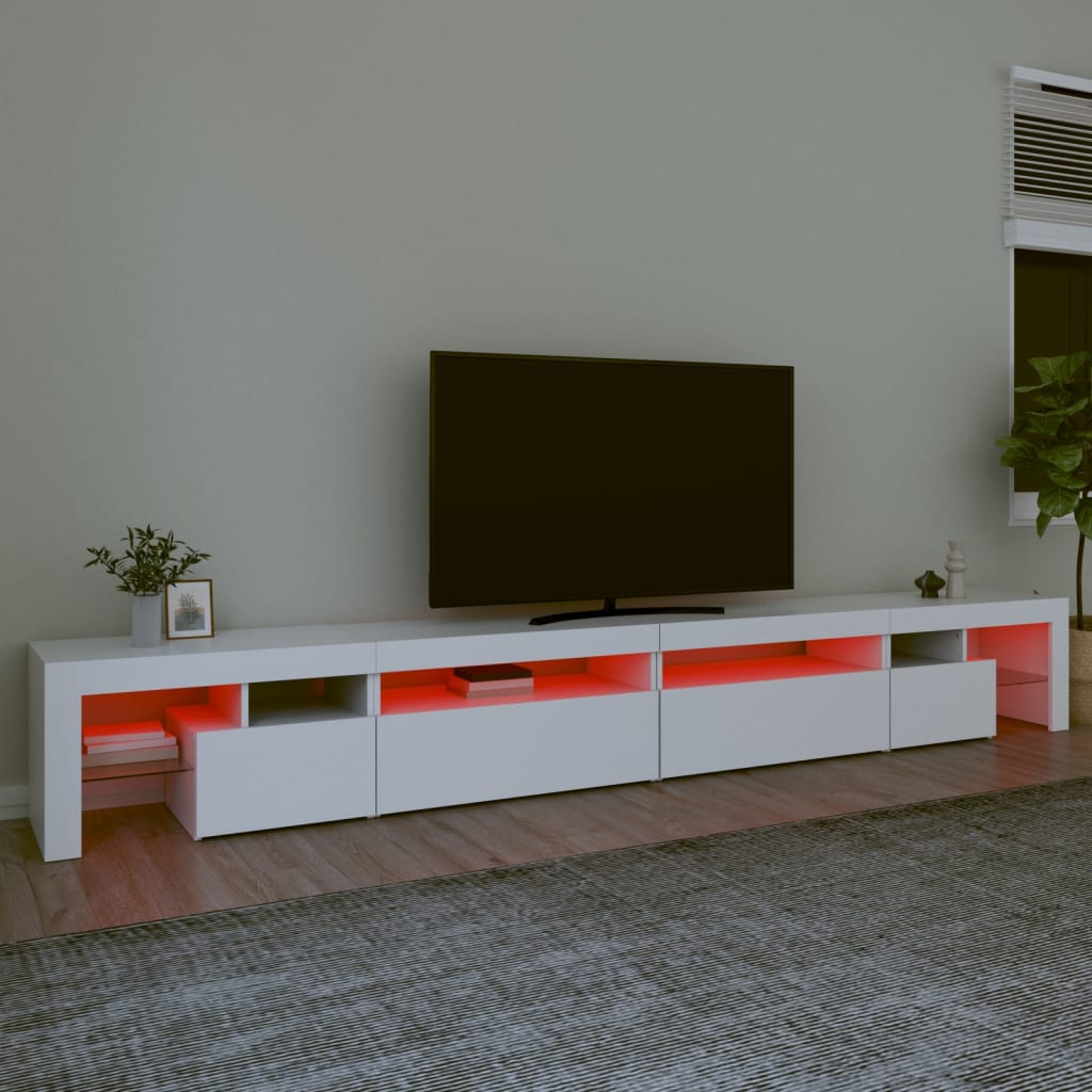 TV-Schrank mit LED-Leuchten Weiß 290x36,5x40 cm