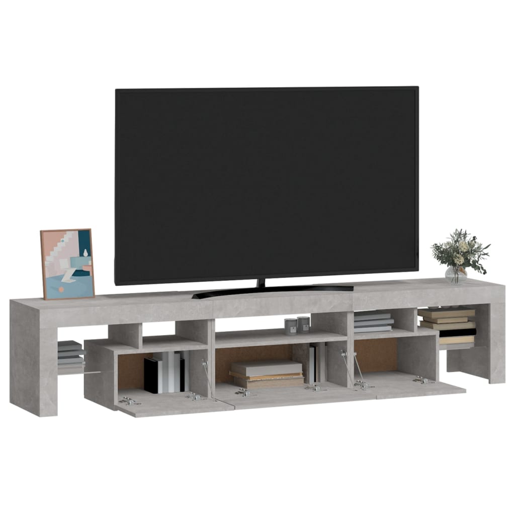 TV-Schrank mit LED-Leuchten Betongrau 200x36,5x40 cm