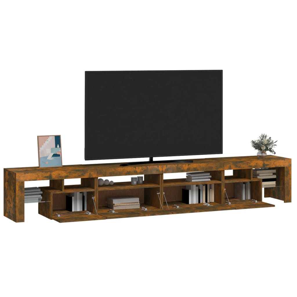 TV-Schrank mit LED-Leuchten Räuchereiche 260x36,5x40 cm