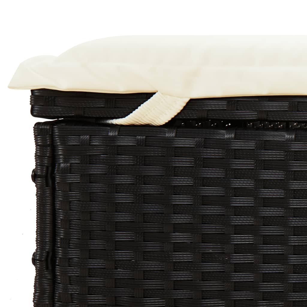 Sonnenliege mit Runddach Schwarz 211x57x140 cm Poly Rattan