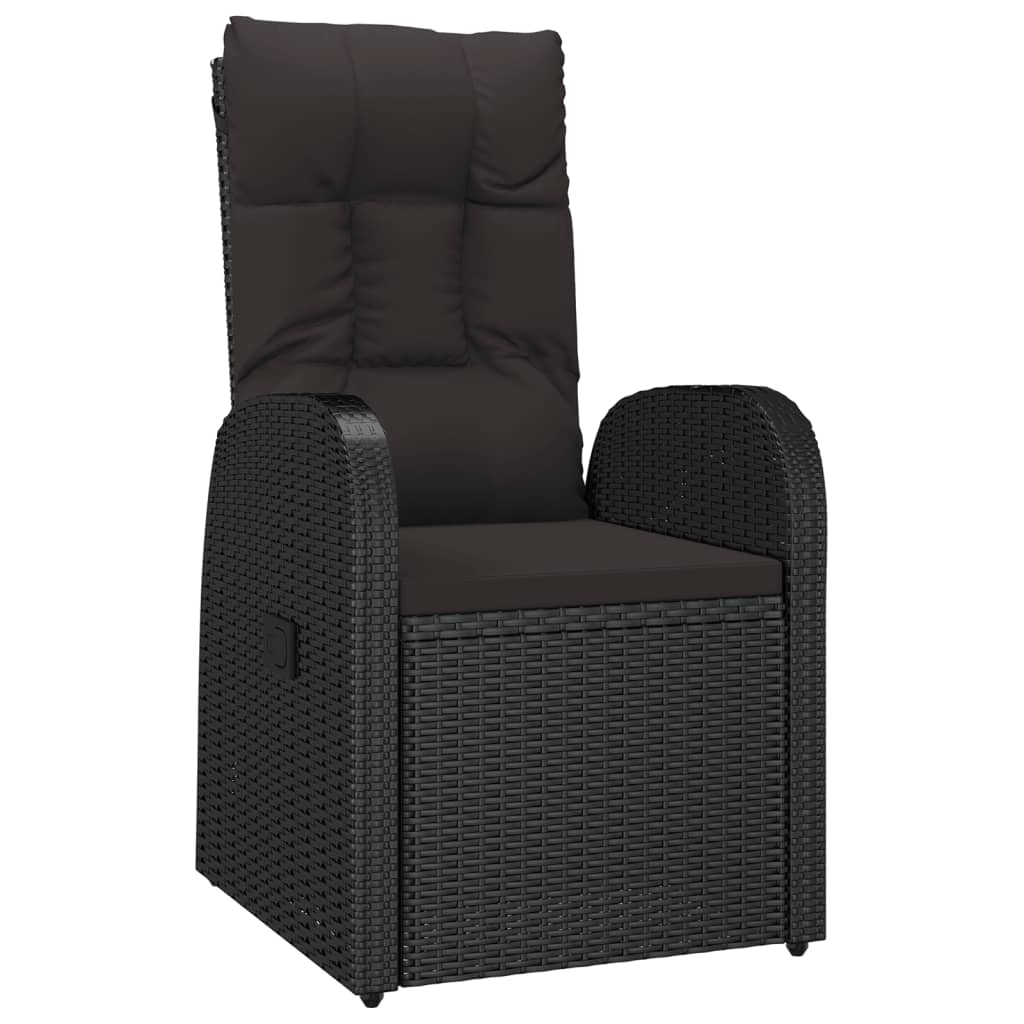 Gartensessel mit Kissen 2 Stk. Verstellbar Schwarz Poly Rattan