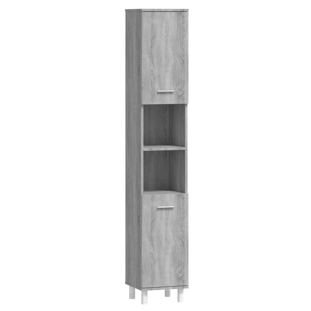 Badschrank Grau Sonoma 30x30x179 cm Holzwerkstoff