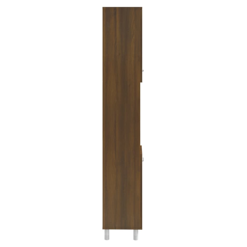 Badschrank Braun Eichen-Optik 30x30x179 cm Holzwerkstoff