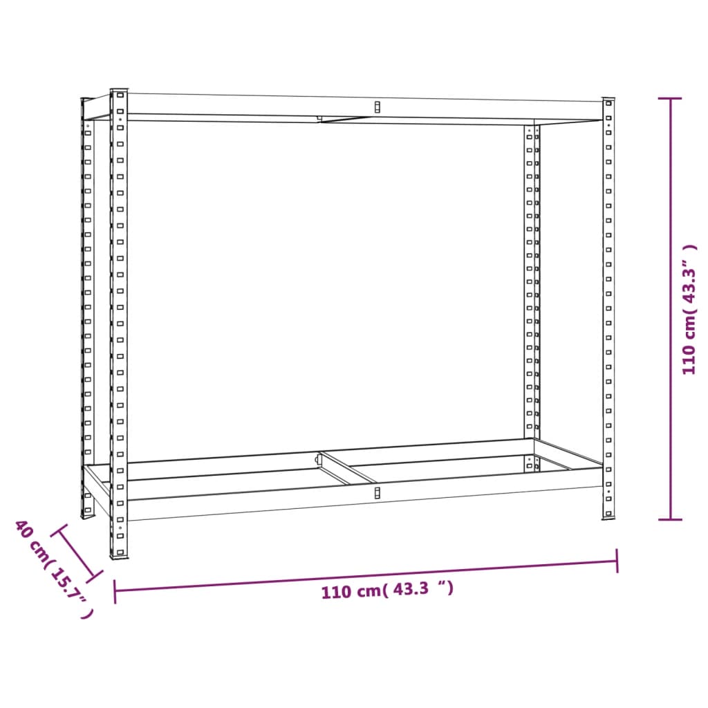 Reifenregale mit 2 Böden 4 Stk. Silbern 110x40x110 cm Stahl