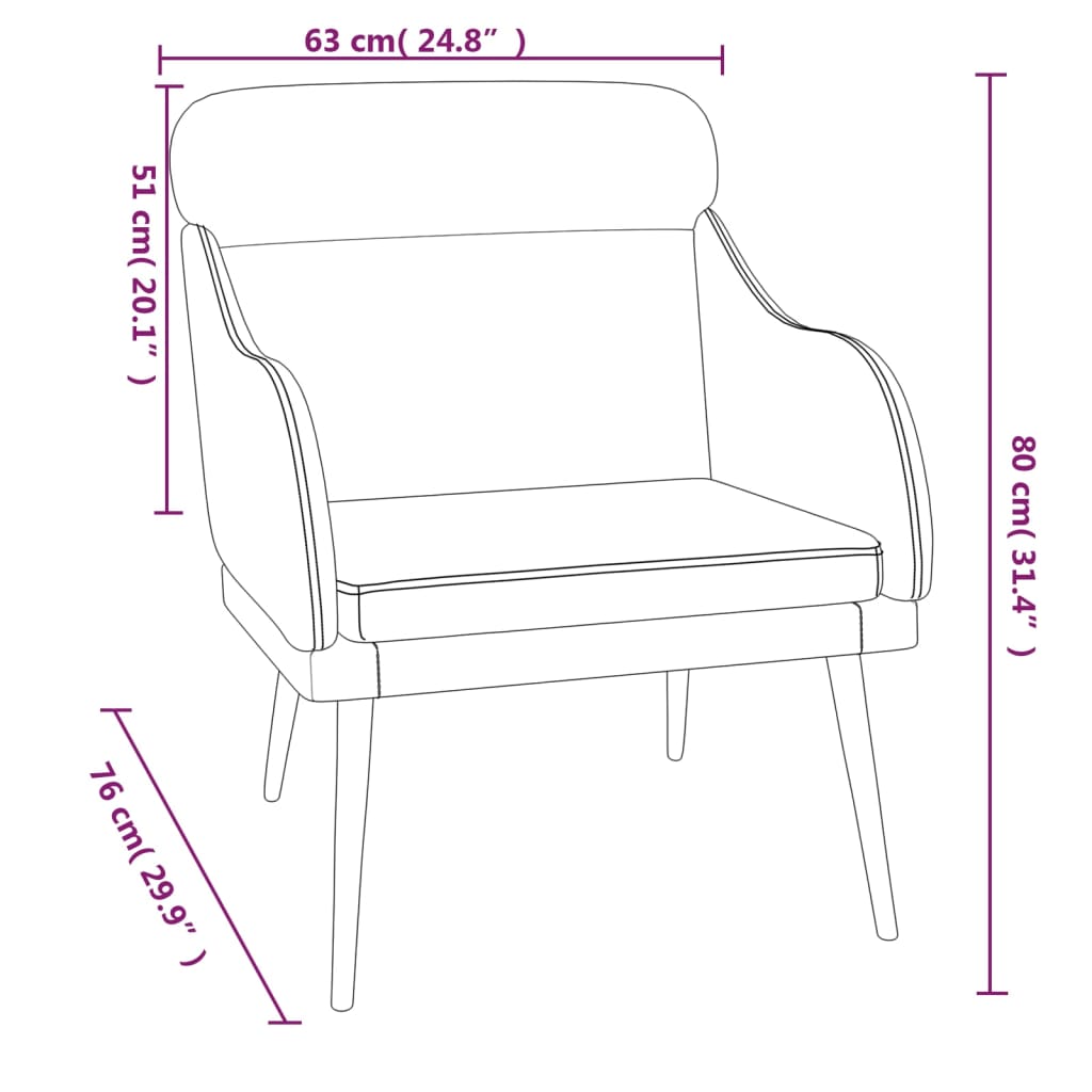 Sessel Braun 63x76x80 cm Samt