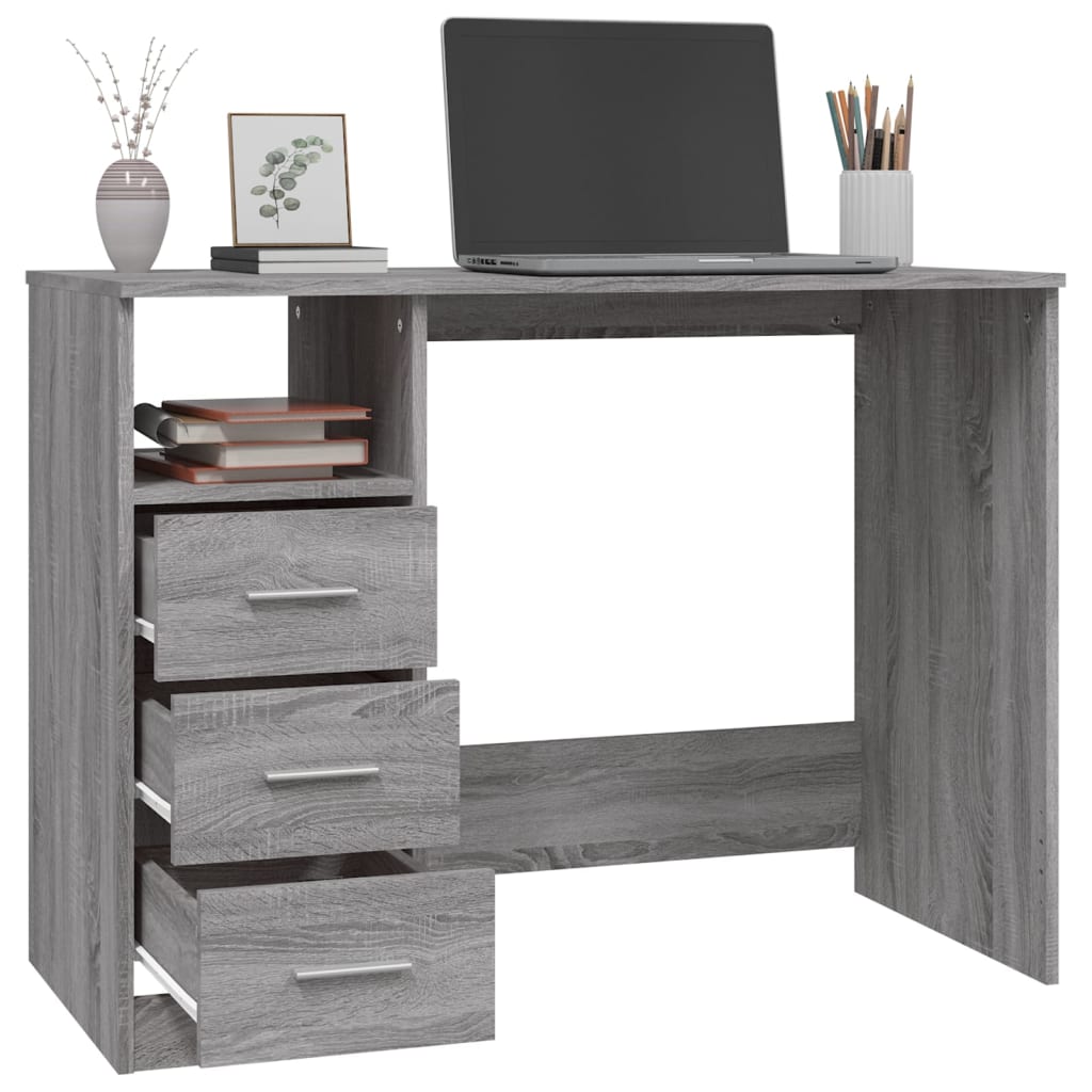 Schreibtisch mit Schubladen Grau Sonoma 102x50x76 cm