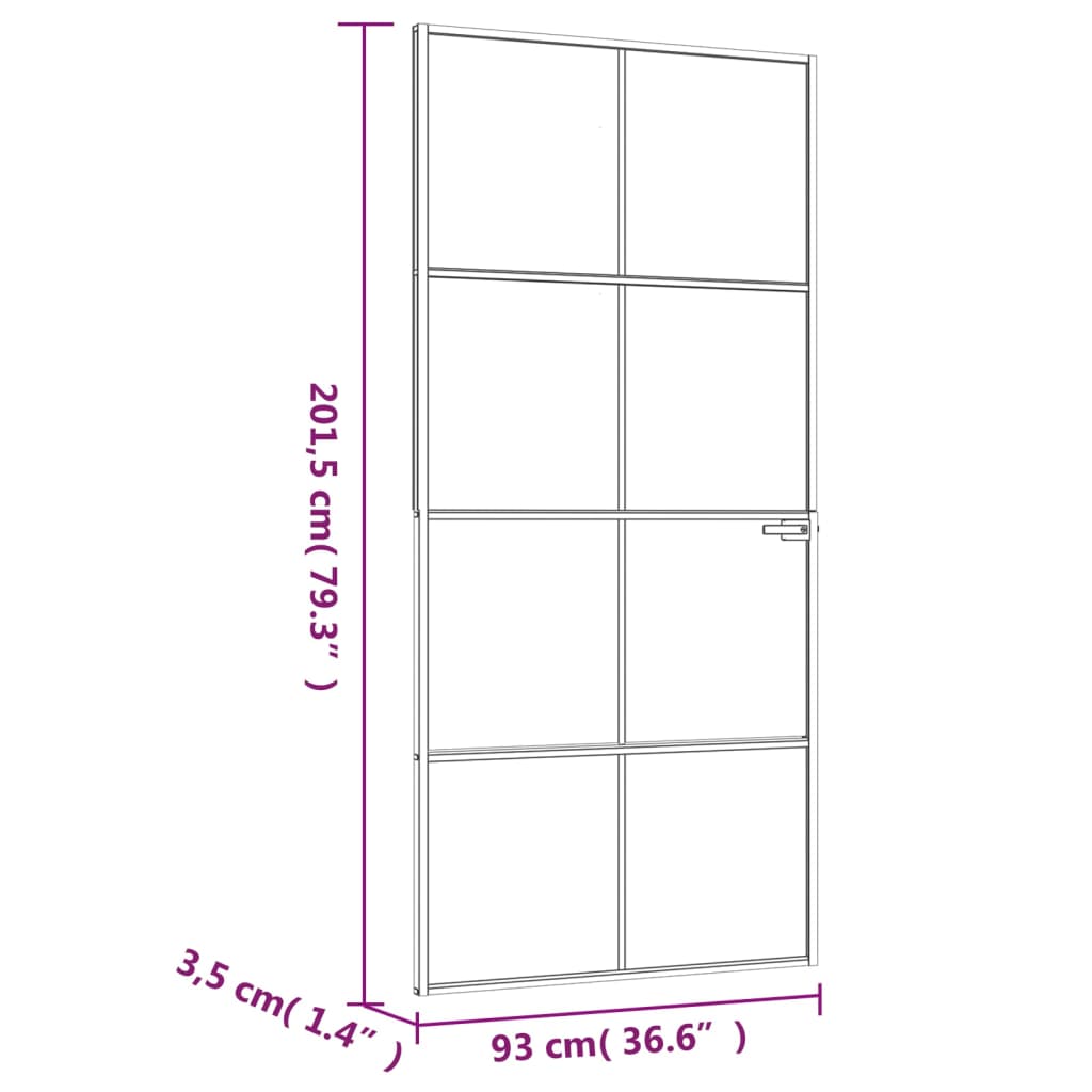 Innentür Weiß 93x201,5 cm Hartglas & Aluminium Schlank