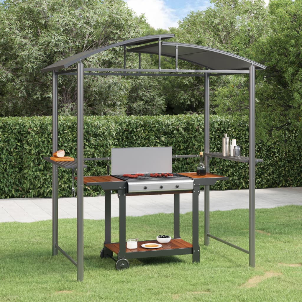 Grillpavillon mit Seitenregalen Anthrazit 210x114x230 cm Stahl