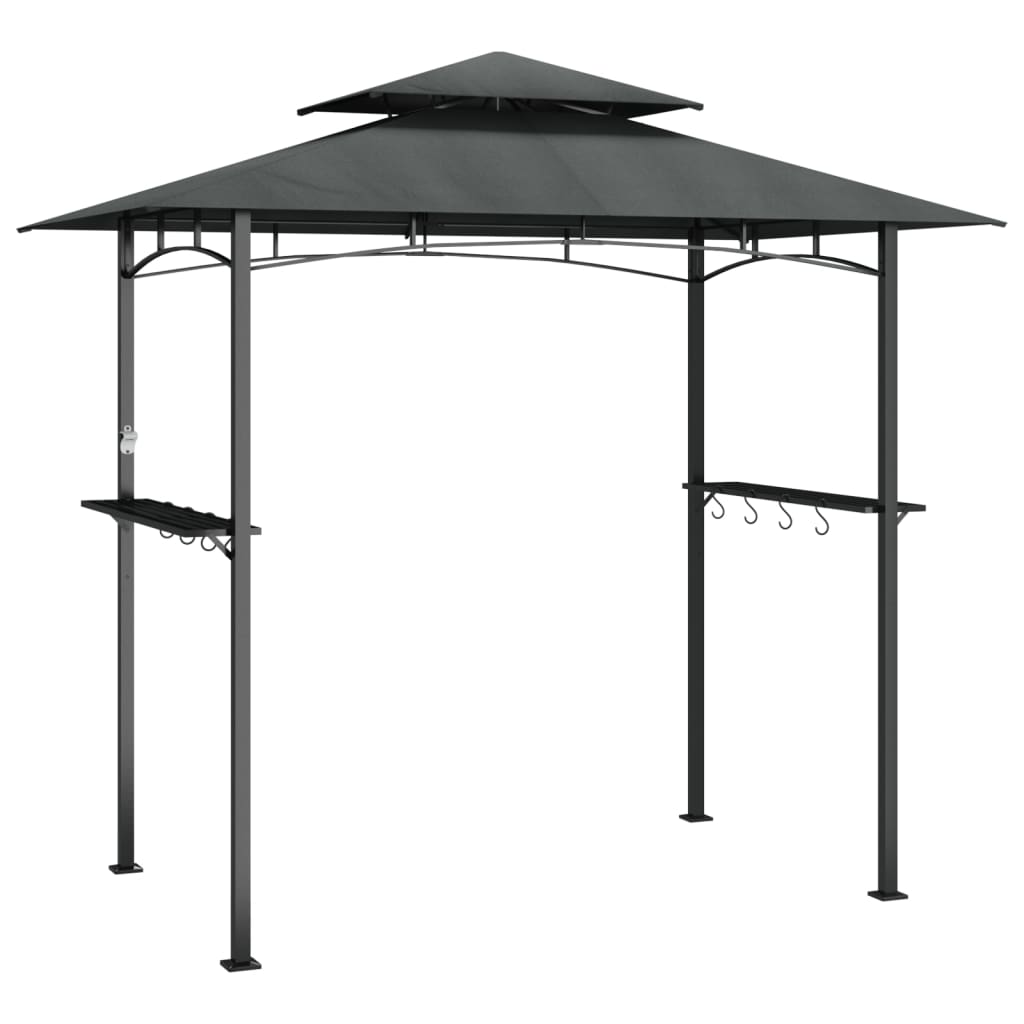 Grillpavillon mit Seitenregalen Anthrazit 240x150x243 cm Stahl