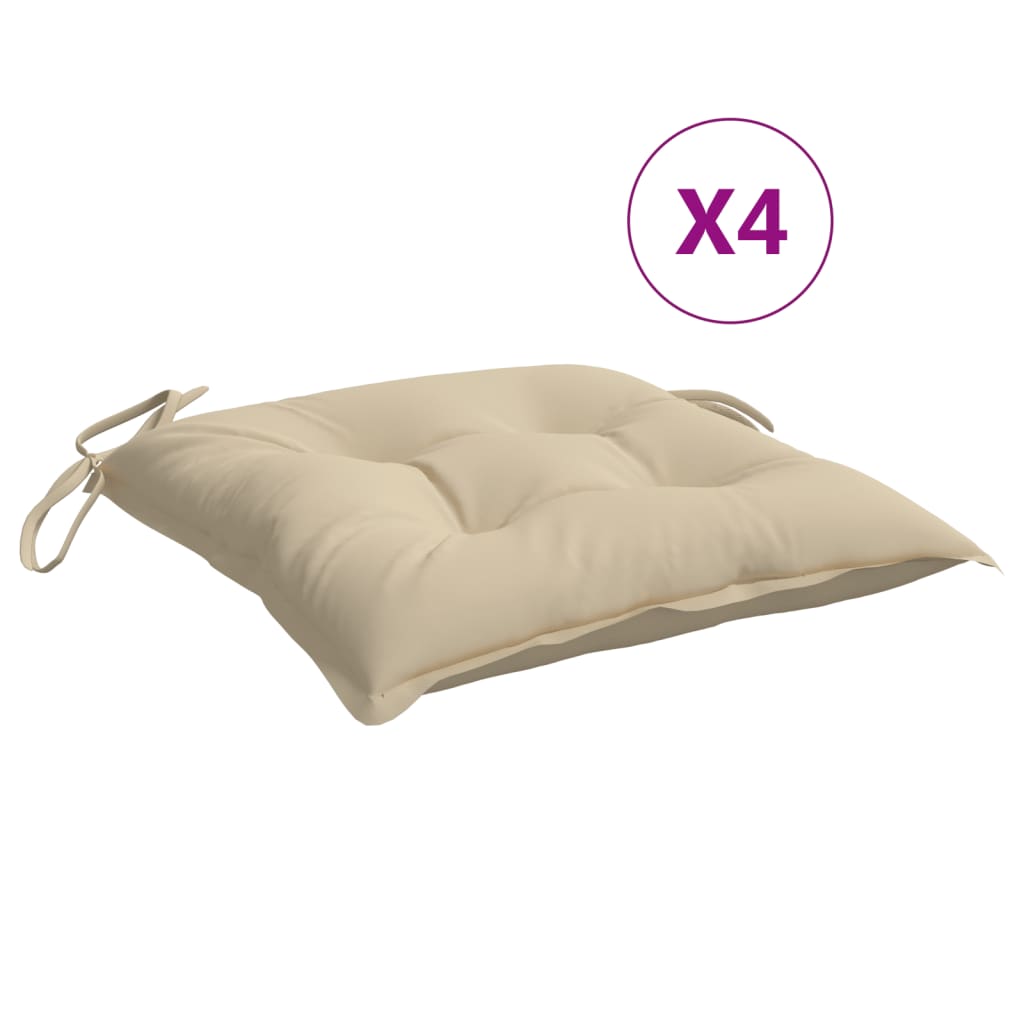 Stuhlkissen 4 Stk. Beige 40x40x7 cm Oxford-Gewebe