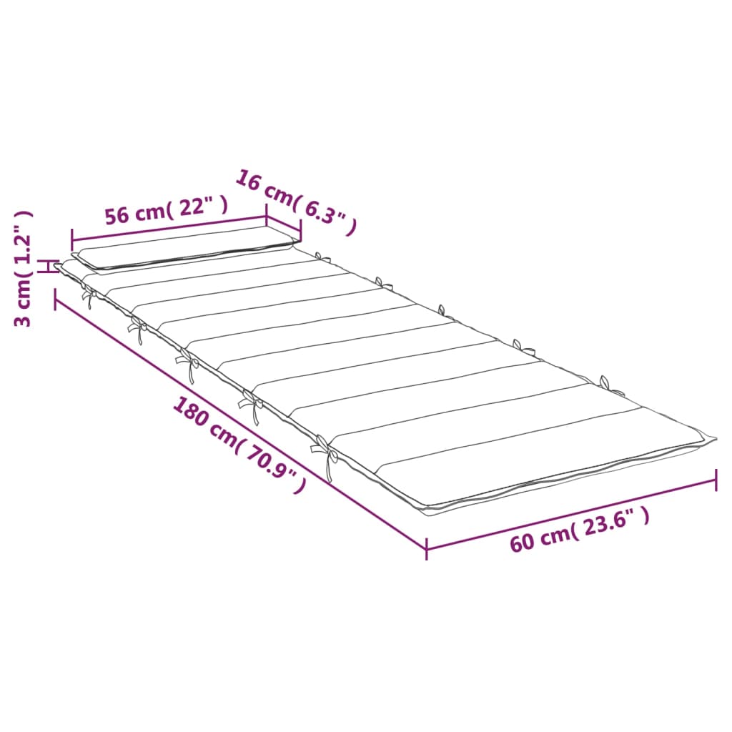 Sonnenliegen-Auflage Königsblau 180x60x3 cm Oxford-Gewebe