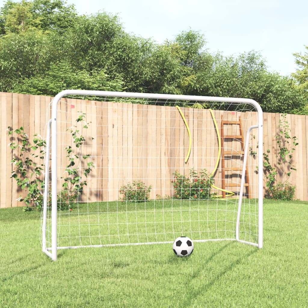 Fußballtor mit Netz Weiß 214x75x152 cm Stahl & Polyester