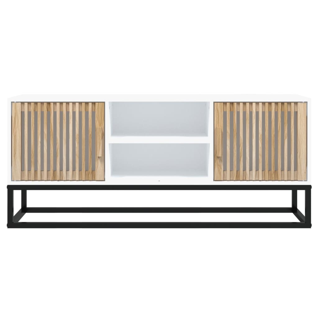 TV-Schrank Weiß 105x30x45 cm Holzwerkstoff und Eisen